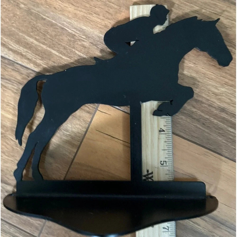 Enthuse Design Horses Rider Book Ends Set KY Derby‎ 1994 USA Made Black Metal
